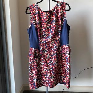 Anthropologie floral peplum silk dress